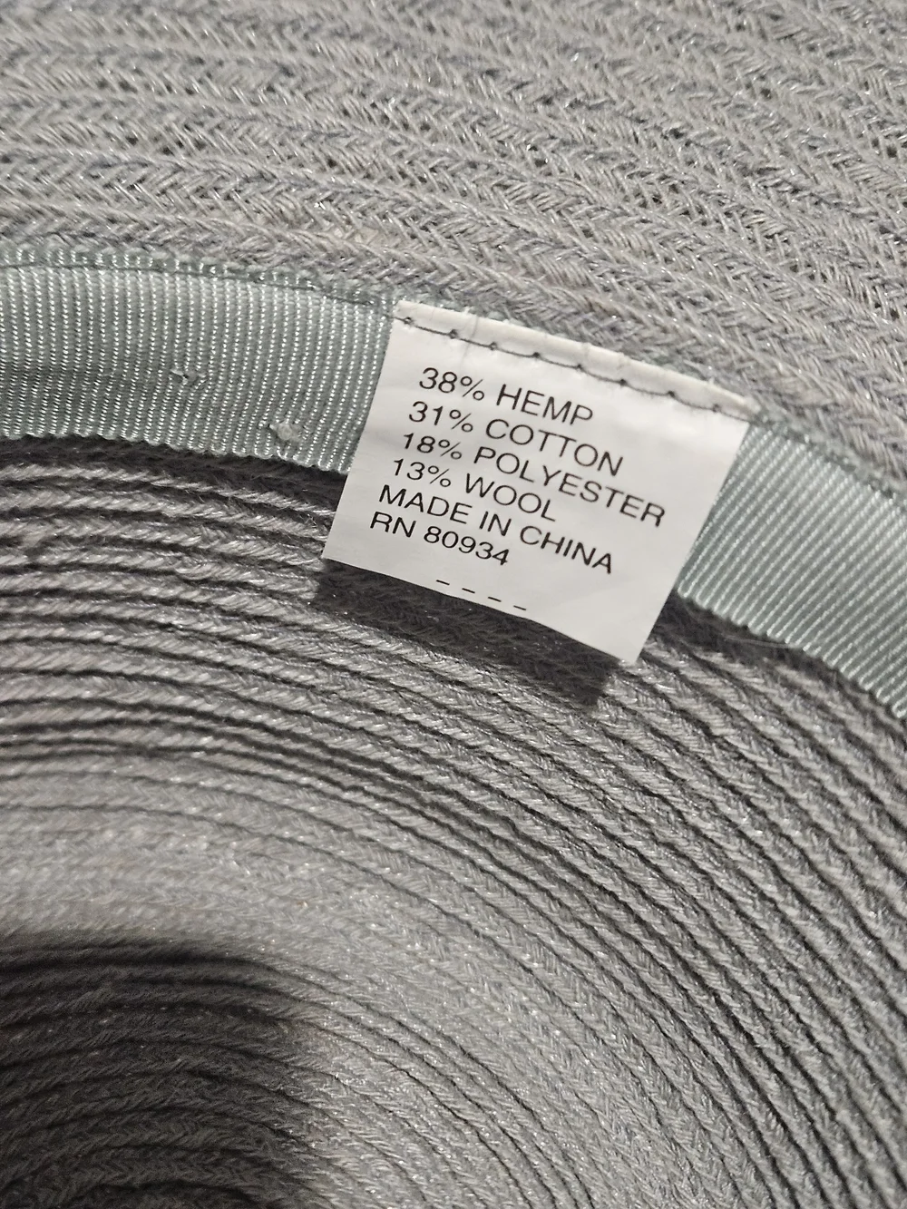 Wide Brim Hemp Blend Sun Hat Gray Plaid Band Lightweight Resort Boho - Picture 3 of 13